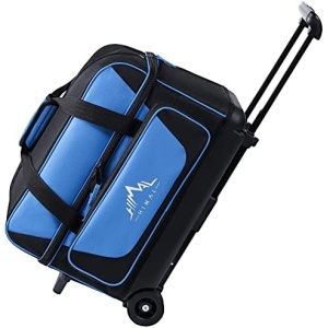GoHimal Double Roller 2 Ball Bowling Bag with Separate Shoe Compartment&Accessory Pocket, Retractable Handle -Extends to 40"