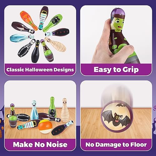 Letapapa Halloween Games for Kids, Halloween Bowling Toy Set, Indoor Outdoor Halloween Party Games Family Party Supplies,10 Foam Bowling Pins With 2 Balls For Home Backyard Play Activities 3 Letapapa Halloween Games for Kids, Halloween Bowling Toy Set, Indoor Outdoor Halloween Party Games Family Party Supplies,10 Foam Bowling Pins With 2 Balls For Home Backyard Play Activities - Image 3
