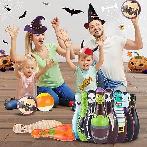 Letapapa Halloween Games for Kids, Halloween Bowling Toy Set, Indoor Outdoor Halloween Party Games Family Party Supplies,10 Foam Bowling Pins With 2 Balls For Home Backyard Play Activities 4 Letapapa Halloween Games for Kids, Halloween Bowling Toy Set, Indoor Outdoor Halloween Party Games Family Party Supplies,10 Foam Bowling Pins With 2 Balls For Home Backyard Play Activities - Image 4