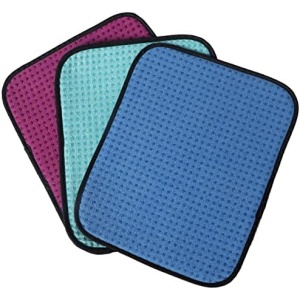 (3-Pack) Multicolor Microfiber Bowling Ball Towel - 10"x8" Premium Quality Bowling Ball Shammy Pad with Easy-Grip Dots - Clean from Dirt and Oil to Improve Grip and Precision