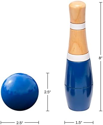 Backyard Lawn Bowling Game – Indoor and Outdoor Family Fun for Kids and Adults – 10 Wooden Pins, 2 Balls, and Mesh Carrying Bag by Hey! Play! (8-Inch), Blue & White 2 Backyard Lawn Bowling Game – Indoor and Outdoor Family Fun for Kids and Adults – 10 Wooden Pins, 2 Balls, and Mesh Carrying Bag by Hey! Play! (8-Inch), Blue & White - Image 2
