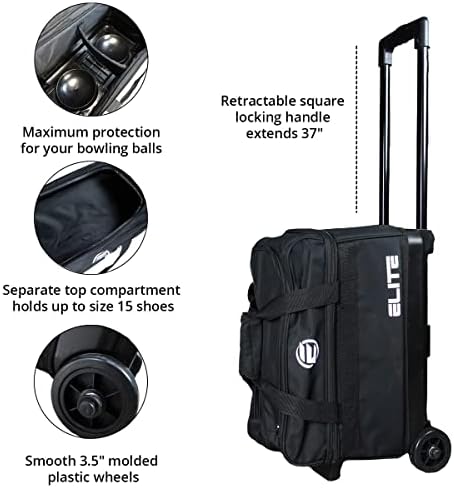 Elite Basic Bowling Bag Double (2) Ball Roller with Rolling Wheels 5 Elite Basic Bowling Bag Double (2) Ball Roller with Rolling Wheels - Image 5