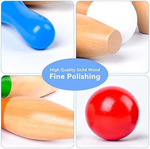 WODI Wood Bowling Backyard Games Wooden Pins Balls,and Mesh Carrying Bag Educational Games Indoor and Outdoor Toys Family Fun for Kids Toddlers and Adults 5 WODI Wood Bowling Backyard Games Wooden Pins Balls,and Mesh Carrying Bag Educational Games Indoor and Outdoor Toys Family Fun for Kids Toddlers and Adults - Image 5