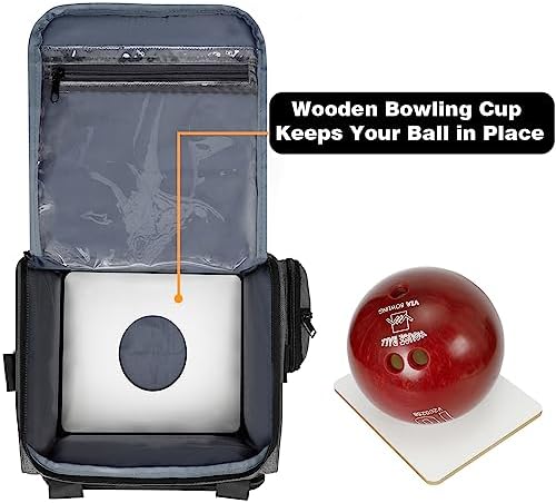 Skureay Single Bowling Ball Tote Bag, Bowling Ball Carry Case with Wooden Bowling Holder and Extra Storage Pockets, Bowling Bag 1 Ball with Shoulder Strap for Easy Carrying for Sports 2 Skureay Single Bowling Ball Tote Bag, Bowling Ball Carry Case with Wooden Bowling Holder and Extra Storage Pockets, Bowling Bag 1 Ball with Shoulder Strap for Easy Carrying for Sports - Image 2
