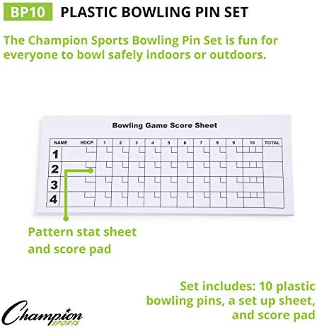 Champion Sports Plastic Bowling Pins: Set for Training & Kids Games, Red/White 4 Champion Sports Plastic Bowling Pins: Set for Training & Kids Games, Red/White - Image 4