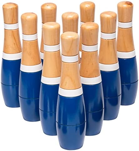 Backyard Lawn Bowling Game – Indoor and Outdoor Family Fun for Kids and Adults – 10 Wooden Pins, 2 Balls, and Mesh Carrying Bag by Hey! Play! (8-Inch), Blue & White 7 Backyard Lawn Bowling Game – Indoor and Outdoor Family Fun for Kids and Adults – 10 Wooden Pins, 2 Balls, and Mesh Carrying Bag by Hey! Play! (8-Inch), Blue & White - Image 7