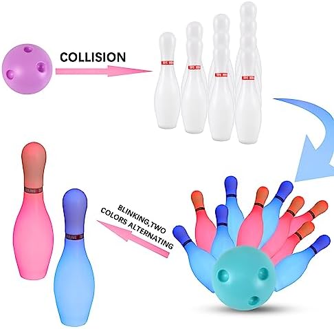 Kids Light Up Bowling Set Bowling Pins Games for Kids Indoor, Toddler Bowling Ball Set Glow in The Dark Games for Kids 2-12 Indoor & Outdoor 4 Kids Light Up Bowling Set Bowling Pins Games for Kids Indoor, Toddler Bowling Ball Set Glow in The Dark Games for Kids 2-12 Indoor & Outdoor - Image 4
