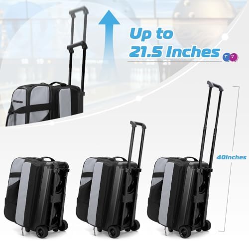 GOBUROS 2 Bowling Ball Roller Bag with Large Shoes Compartment(Up To US Mens Size 16), Bowling Bag with Wheels, Retractable Handle (Extends to 40") and Multiple Functional Organizer Pockets 5 GOBUROS 2 Bowling Ball Roller Bag with Large Shoes Compartment(Up To US Mens Size 16), Bowling Bag with Wheels, Retractable Handle (Extends to 40") and Multiple Functional Organizer Pockets - Image 5