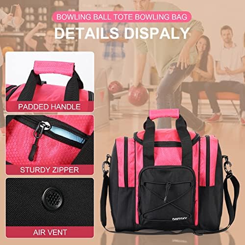 DAFISKY Bowling Ball Bag for Single Ball - Bowling Ball Tote Bag with Padded Ball Holder, 2 Pockets fit Bowling Shoes Up to Mens Size 14 and Accessories 3 DAFISKY Bowling Ball Bag for Single Ball - Bowling Ball Tote Bag with Padded Ball Holder, 2 Pockets fit Bowling Shoes Up to Mens Size 14 and Accessories - Image 3