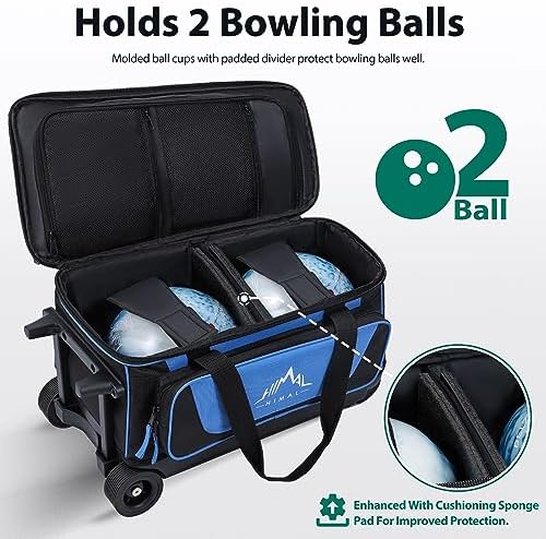 GoHimal Double Roller 2 Ball Bowling Bag with Separate Shoe Compartment&Accessory Pocket, Retractable Handle -Extends to 40" 3 GoHimal Double Roller 2 Ball Bowling Bag with Separate Shoe Compartment&Accessory Pocket, Retractable Handle -Extends to 40" - Image 3