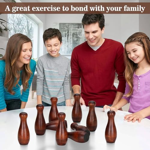 Shuffleboard Bowling Pin Set with 10 Pcs Premium Hardwood Bowling Pins Durable Triangular Pinsetter Resin Bowling Ball and Carrying Bag,with Deluxe Storage Box,Fun for Shuffleboard Games 5 Shuffleboard Bowling Pin Set with 10 Pcs Premium Hardwood Bowling Pins Durable Triangular Pinsetter Resin Bowling Ball and Carrying Bag,with Deluxe Storage Box,Fun for Shuffleboard Games - Image 5