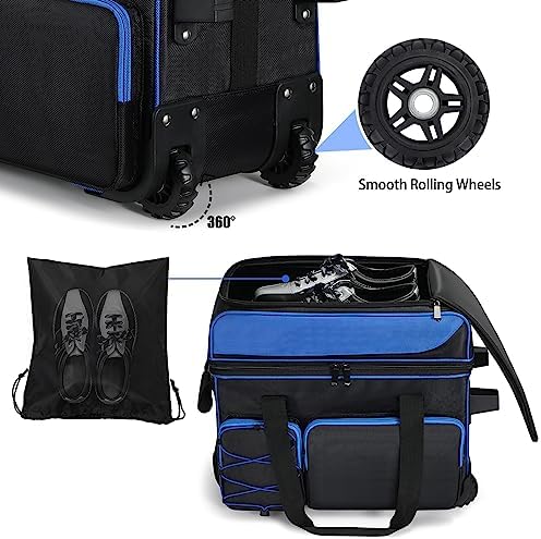 Large 2 Ball Bowling Bag With Rollers丨with Fixed Bowling Ball Device Roller Bag丨Extendable Handle to 42"丨Bowling Ball Roller Bag Fits 1 Pair Of Men'S Size 16 Bowling Shoes (Bowling Ball Not Included) 5 Large 2 Ball Bowling Bag With Rollers丨with Fixed Bowling Ball Device Roller Bag丨Extendable Handle to 42"丨Bowling Ball Roller Bag Fits 1 Pair Of Men'S Size 16 Bowling Shoes (Bowling Ball Not Included) - Image 5