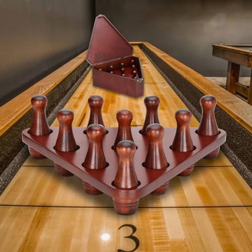 Shuffleboard Bowling Pin Set with 10 Pcs Premium Hardwood Bowling Pins Durable Triangular Pinsetter Resin Bowling Ball and Carrying Bag,with Deluxe Storage Box,Fun for Shuffleboard Games 2 Shuffleboard Bowling Pin Set with 10 Pcs Premium Hardwood Bowling Pins Durable Triangular Pinsetter Resin Bowling Ball and Carrying Bag,with Deluxe Storage Box,Fun for Shuffleboard Games - Image 2