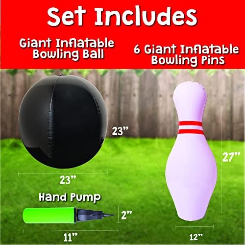 Island Genius Giant Inflatable Bowling Game Set for Kids - Jumbo Bowling Ball and Pins Indoor or Outdoor Yard Birthday Party Lawn Games 2 Island Genius Giant Inflatable Bowling Game Set for Kids - Jumbo Bowling Ball and Pins Indoor or Outdoor Yard Birthday Party Lawn Games - Image 2