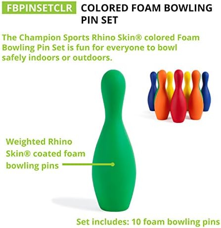 Champion Sports Multicolor Bowling Pins: Weighted Foam Set for Training & Kids Games, Medium 2 Champion Sports Multicolor Bowling Pins: Weighted Foam Set for Training & Kids Games, Medium - Image 2