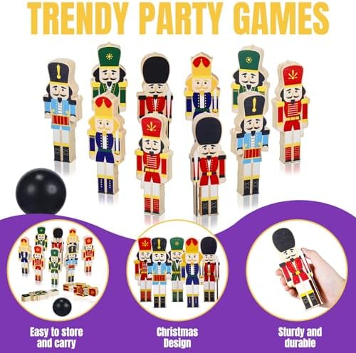 Glimin 11 Pcs Christmas Nutcracker Bowling Set Lawn Bowling Games Set Wooden Bowling Set Include 1 Pc Christmas Bowling Pin, 10 Pcs Outdoor Bowling for Toys Party Supplies, Indoor Outdoor Party 4 Glimin 11 Pcs Christmas Nutcracker Bowling Set Lawn Bowling Games Set Wooden Bowling Set Include 1 Pc Christmas Bowling Pin, 10 Pcs Outdoor Bowling for Toys Party Supplies, Indoor Outdoor Party - Image 4
