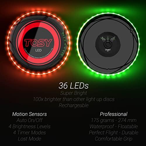 TOSY Flying Disc - 16 Million Color RGB or 36 or 360 LEDs, Extremely Bright, Smart Modes, Auto Light Up, Rechargeable, Perfect Birthday & Camping Gift for Men/Boys/Teens/Kids, 175g frisbees 2 TOSY Flying Disc - 16 Million Color RGB or 36 or 360 LEDs, Extremely Bright, Smart Modes, Auto Light Up, Rechargeable, Perfect Birthday & Camping Gift for Men/Boys/Teens/Kids, 175g frisbees - Image 2