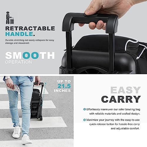 GoHimal Double Roller 2 Ball Bowling Bag with Separate Shoe Compartment for Bowling Shoes (Up To US Men Size 15) and Abundant multifunction Accessory Pocket, Upgraded fabric, Retractable Handle - Extends to 40" 5 GoHimal Double Roller 2 Ball Bowling Bag with Separate Shoe Compartment for Bowling Shoes (Up To US Men Size 15) and Abundant multifunction Accessory Pocket, Upgraded fabric, Retractable Handle - Extends to 40" - Image 5