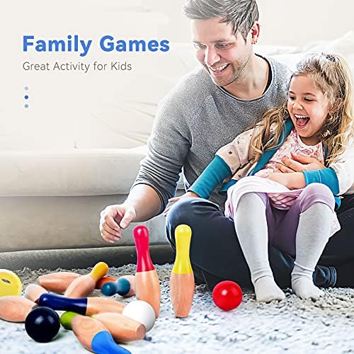 WODI Wood Bowling Backyard Games Wooden Pins Balls,and Mesh Carrying Bag Educational Games Indoor and Outdoor Toys Family Fun for Kids Toddlers and Adults 6 WODI Wood Bowling Backyard Games Wooden Pins Balls,and Mesh Carrying Bag Educational Games Indoor and Outdoor Toys Family Fun for Kids Toddlers and Adults - Image 6