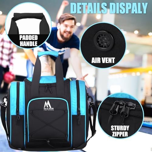 Hsmihair Bowling bags Bowling Ball Bag for Single Ball - Bowling Ball Tote Bowling Bag with Padded Ball Holder - Fits Bowling Shoes Up to Mens Size 14 Accessories. 6 Hsmihair Bowling bags Bowling Ball Bag for Single Ball - Bowling Ball Tote Bowling Bag with Padded Ball Holder - Fits Bowling Shoes Up to Mens Size 14 Accessories. - Image 6