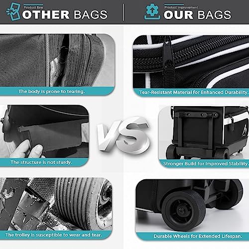 GoHimal Double Roller 2 Ball Bowling Bag with Separate Shoe Compartment for Bowling Shoes (Up To US Men Size 15) and Abundant multifunction Accessory Pocket, Upgraded fabric, Retractable Handle - Extends to 40" 3 GoHimal Double Roller 2 Ball Bowling Bag with Separate Shoe Compartment for Bowling Shoes (Up To US Men Size 15) and Abundant multifunction Accessory Pocket, Upgraded fabric, Retractable Handle - Extends to 40" - Image 3