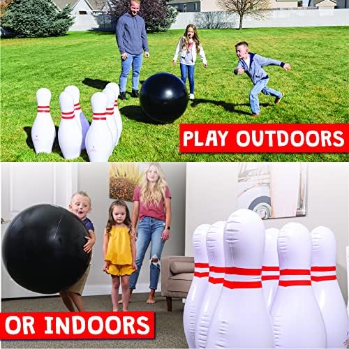 Island Genius Giant Inflatable Bowling Game Set for Kids - Jumbo Bowling Ball and Pins Indoor or Outdoor Yard Birthday Party Lawn Games 4 Island Genius Giant Inflatable Bowling Game Set for Kids - Jumbo Bowling Ball and Pins Indoor or Outdoor Yard Birthday Party Lawn Games - Image 4
