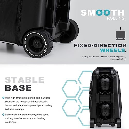 GoHimal Double Roller 2 Ball Bowling Bag with Separate Shoe Compartment for Bowling Shoes (Up To US Men Size 15) and Abundant multifunction Accessory Pocket, Upgraded fabric, Retractable Handle - Extends to 40" 6 GoHimal Double Roller 2 Ball Bowling Bag with Separate Shoe Compartment for Bowling Shoes (Up To US Men Size 15) and Abundant multifunction Accessory Pocket, Upgraded fabric, Retractable Handle - Extends to 40" - Image 6