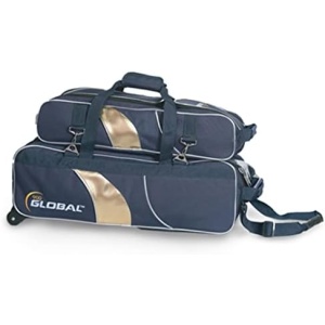 900 Global 3 Ball Airline Tote Roller Bowling Bag w/Removeable Pouch- Blue/Gold