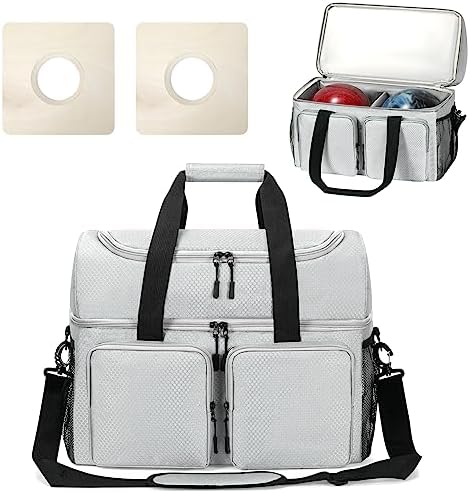 Aleemin Bowling Bag for 2 Balls, Bowling Ball Tote Bag with 2 Wooden Bowling Cups, Multi-Pockets Bowling Ball Bag Fits Bowling Shoes Up to Mens Size 14, Bowling Ball Bag with Shoulder Strap & Divider 1 Aleemin Bowling Bag for 2 Balls, Bowling Ball Tote Bag with 2 Wooden Bowling Cups, Multi-Pockets Bowling Ball Bag Fits Bowling Shoes Up to Mens Size 14, Bowling Ball Bag with Shoulder Strap & Divider