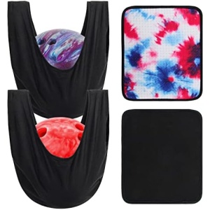 Anglekai 2+2 Bowling Seesaw Bag/Bowling Ball Towel, 10" x 8" Bowling Shammy Pad Shammy Bowling Towel with Easy Grip Dots, Non-Slip Bowling Polisher Bag for Clean/Storage Bowling Ball Towel