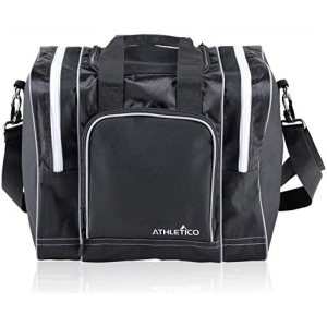 Athletico Bowling Bag for Single Ball - Single Ball Tote Bag With Padded Ball Holder - Fits a Single Pair of Bowling Shoes Up to Mens Size 14