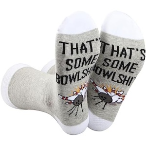 BDPWSS Bowling Lover Gift That's Some Bowlshit Funny Bowler Gift 2 Pairs Bowling Ball Socks Bowling Player Gift