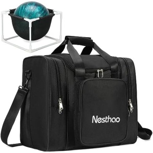 Beapers Bowling Ball Bag for Single Ball, Bowling Ball Tote Bowling Bag with Mesh Suspended Ball Holder,Fits Bowling Shoes Up to Mens Size 14 and Bowling Accessories