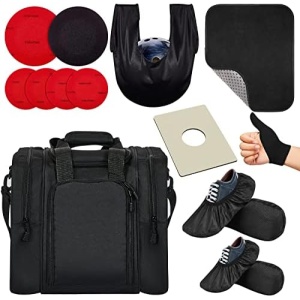Bowling Accessories Kit Bowling Ball Bag for Single Ball with Padded Ball Holder Bowling Shoe Covers Non Slip Bowling Ball Seesaw Bowling Sanding Pad Bowling Ball Towel Bowling Thumb Saver Protector