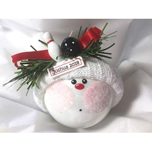 Bowling Sports Christmas Gift Glass Ornament Pin Ball Hand Painted Handmade Personalized W20