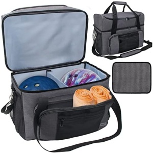 Boyistar Double Layer Bowling Ball Bag 2 Balls, Extra Large Bowling Tote Bag for Bowling Ball Carrying Case Fit 1 Pair Men Size 16 Bowling Shoes, Bowling Bag with Ball Clean Towel