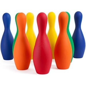 Champion Sports Multicolor Bowling Pins: Weighted Foam Set for Training & Kids Games, Medium