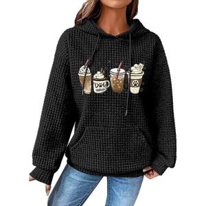 Chounliem Oversized Sweatshirts For Women Loose Fit Women's Christmas Printed Drawstring Hooded Pullover Sweatshirt Top