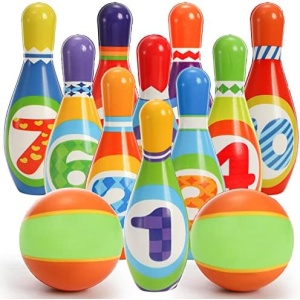 Coloch Kids Bowling Set with 10 Bowling Pins and 2 Balls, Soft Colorful Bowling Set Printed with Numbers Educational Game Set for Baby Age 2-5, Boys and Girls, Birthday Gift