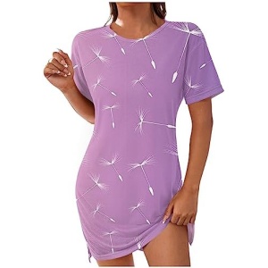 Comigeewa Vestido cóctel Talla Grande para Mujer, Manga Corta Cuello Redondo Hasta la rodilla Estampado Elegante para citas