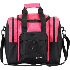 DAFISKY Bowling Ball Bag for Single Ball - Bowling Ball Tote Bag with Padded Ball Holder, 2 Pockets fit Bowling Shoes Up to Mens Size 14 and Accessories
