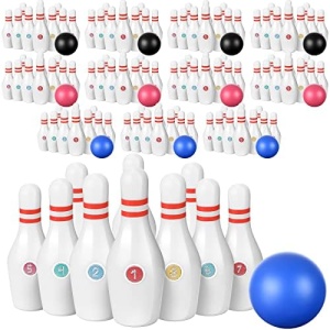 DEEKIN 12 Set Mini Bowling Pins Kids Game Bulk with Number Tabletop Finger Bowling Game Set with Portable Bowling Pins Bowling Ball Toys Collectible Ball for Birthday Party Favor Gift Indoor Outdoor