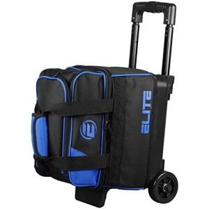 Elite Basic Single 1 Ball Roller Bowling Bag with Rolling Wheels Holds Bowling Shoes up to US Size 10.5 Mens
