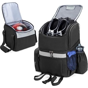 GOBUROS Bowling Backpack with Inner Bowling Tote Bag, Bowling Ball Bag with Wooden Ball Holder and Shoe Compartment, Which Can Hold A Pair of Bowling Shoes Up to US Mens Size 16