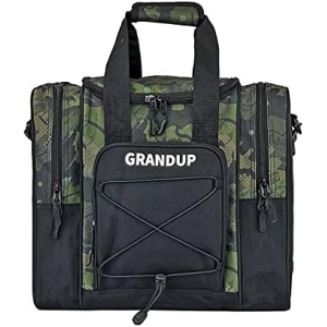 GRANDUP Bowling Ball Bag for Single Ball - Black Bowling accessories Ball Tote Bag Bowling Bag with Padded Ball Holder - Fits Bowling Shoes Up to Mens Size 14