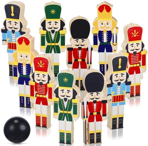 Glimin 11 Pcs Christmas Nutcracker Bowling Set Lawn Bowling Games Set Wooden Bowling Set Include 1 Pc Christmas Bowling Pin, 10 Pcs Outdoor Bowling for Toys Party Supplies, Indoor Outdoor Party 1 Glimin 11 Pcs Christmas Nutcracker Bowling Set Lawn Bowling Games Set Wooden Bowling Set Include 1 Pc Christmas Bowling Pin, 10 Pcs Outdoor Bowling for Toys Party Supplies, Indoor Outdoor Party