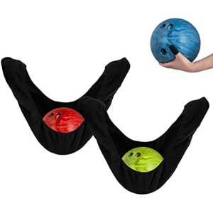 HERRUT - 2 Pack - Bowling Ball Polisher Seesaw Bag - Microfiber - for Carrying, Cleaning and Storage - Complete with Lycra Thumb Sock