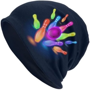 HOUKIG Bowling Ball Pins Colorful Beanies Slouchy Beanie Cancer Hat Beanie Hats Chemo Headwear Knit Hat Skull Caps for Women Men