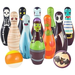 Halloween Game for Party, Halloween Bowling Set for Kids Patry Supplies, Halloween Game Indoor Outdoor, Get-Together Party, Game Day Events, Halloween bowling game with 10 Foam Bowling Pins 2 Balls