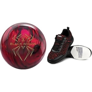 Hammer Black Widow 2.0 Hybrid Bowling Ball 15lbs & KR Strikeforce Flyer Mesh Men's Bowling Shoe (Black/Cardinal, us_Footwear_Size_System, Adult, Men, Numeric, Medium, Numeric_10_Point_5)